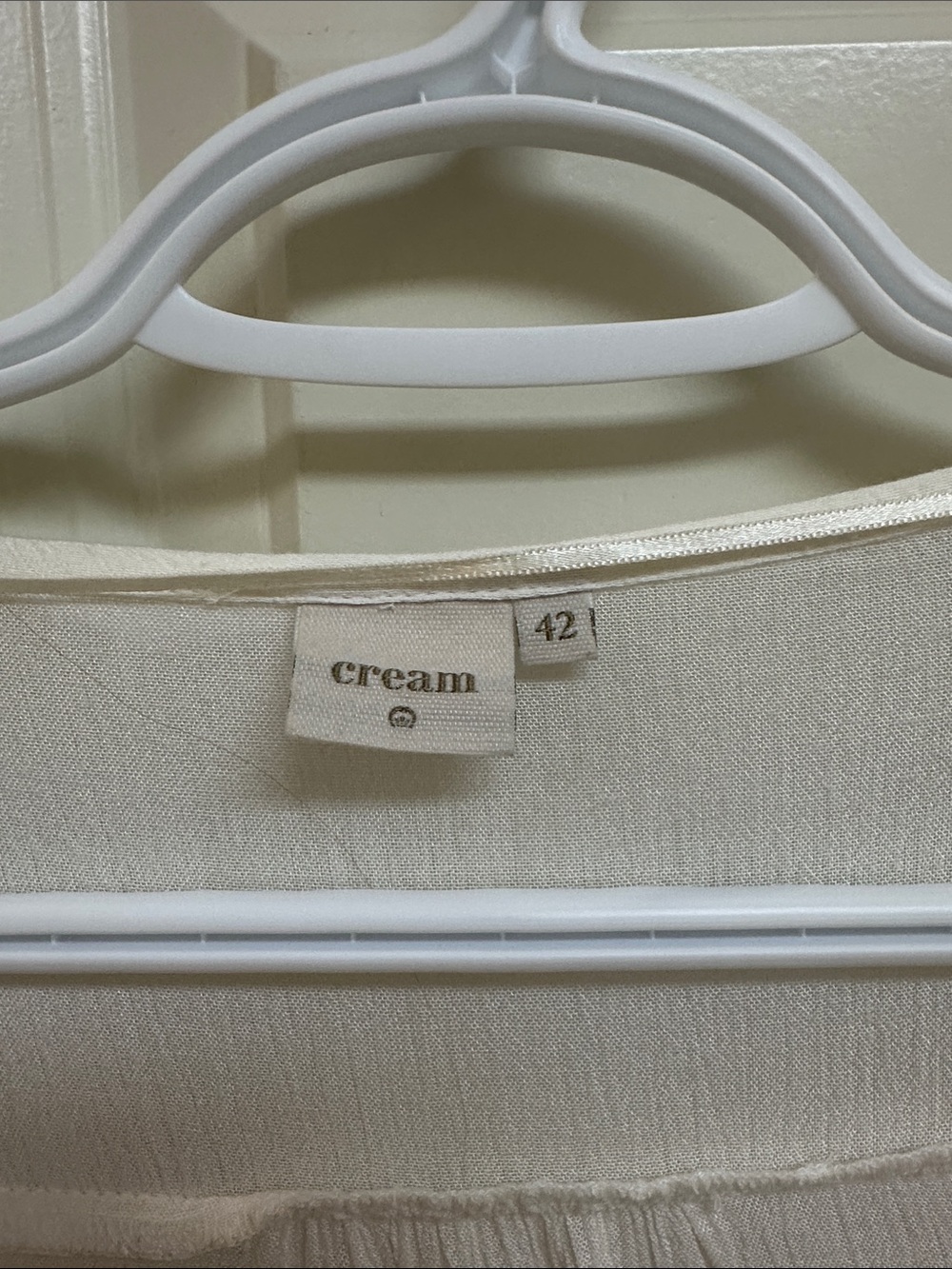 Light Cream Ruffle Front Long-Sleeve Blouse - Picture 2 of 7